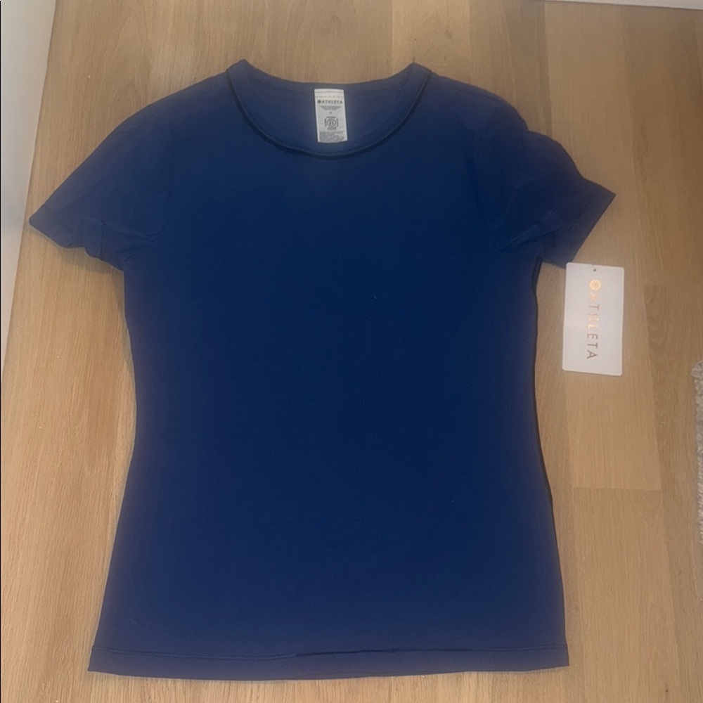 Athleta New Women's Blue Sheer Short Sleeve Tee NEW